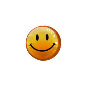 Préservatif lubrifié en latex smiley x 1 couleur aléatoire 54mm 
